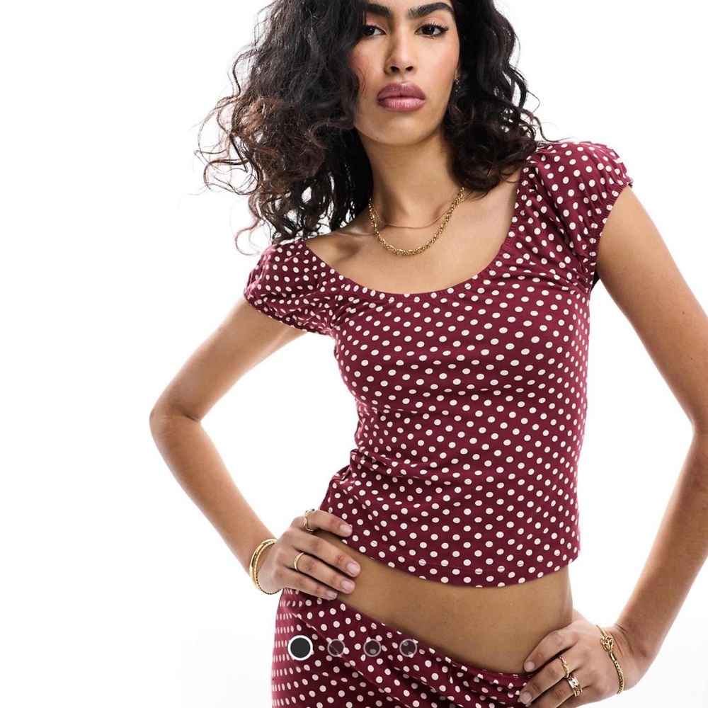 ASOS Design red polka dot top